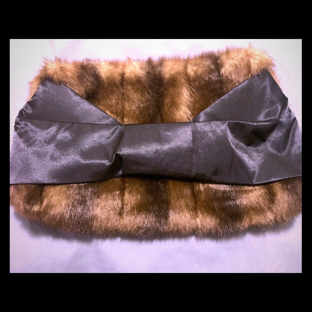 INC Faux Fur Clutch Bag